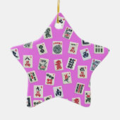 Het ontwerp van Mahjong is roze Keramisch Ornament (Voorkant)