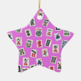 Het ontwerp van Mahjong is roze Keramisch Ornament