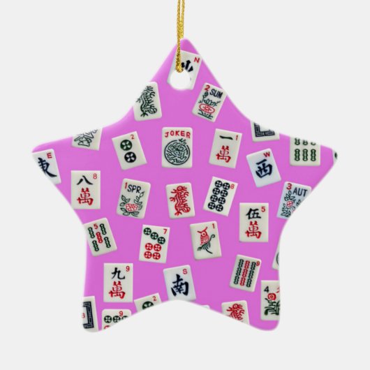Het ontwerp van Mahjong is roze Keramisch Ornament (Voorkant)