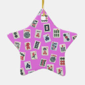 Het ontwerp van Mahjong is roze Keramisch Ornament (Achterkant)