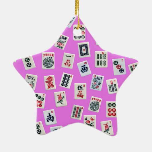 Het ontwerp van Mahjong is roze Keramisch Ornament (Achterkant)