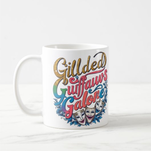 Het ontwerp voor Gilded Guffaws Galore Koffiemok (Links)