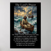 Het Onze Vader Jezus Kalmeert Storm Houten Boot Poster (Voorkant)