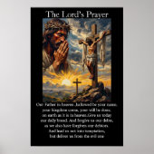 Het Onze Vader Kruisiging Biddend Christus Zonsopg Poster (Voorkant)