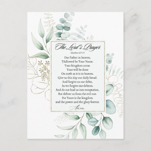 Het Onze Vader Matteüs 6:9-13 Eucalyptus Lijst Briefkaart (Voorkant)