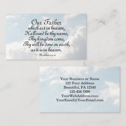 Het Onze Vader, Mattheüs 6:9-10 Inspirerend Visitekaartje (Voorkant / Achterkant)