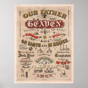 Het Onzevaders Gebed Vintage Geïllustreerde Poster