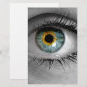 Het oog kijkt kijkersconcept macro briefpapier (Voorkant / Achterkant)