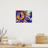 Het oog van de Abstracte zonnebloem Poster (Keuken)