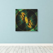 Het oog van het Oerwoud Abstract Art Quad Canvas Afdruk (Insitu (Houten vloer))