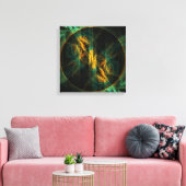 Het oog van het Oerwoud Abstract Art Quad Canvas Afdruk (Insitu (Woonkamer))