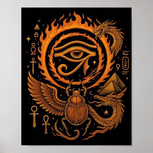 🔥 Het oog van Horus – Fire Awakens | Egyptisch Po Poster (Voorkant)