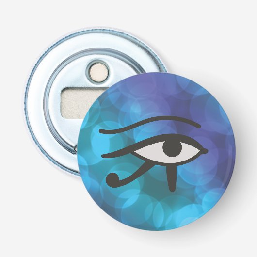 Het oog van Horus. Flessenopener Button Flesopener (Voorkant)