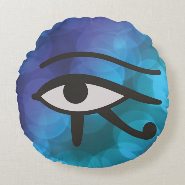 Het oog van Horus. Rond Kussen (Voorkant)
