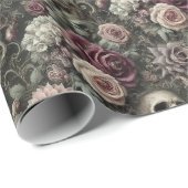 Het oogsten in de Rozen - Gothic Skull Floral Band Cadeaupapier (Rol Hoek)