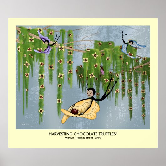 "Het oogsten van chocolade truffels" Poster (Voorkant)