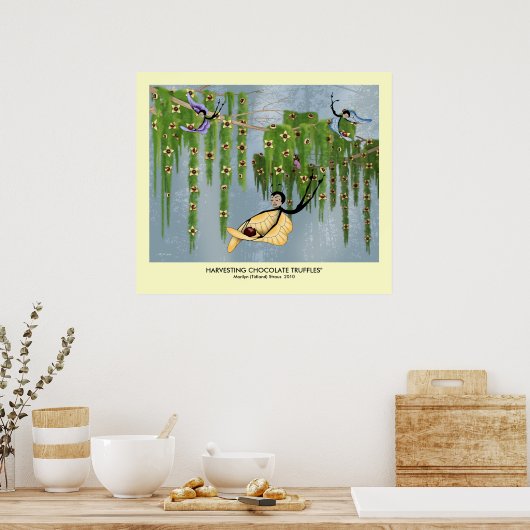 "Het oogsten van chocolade truffels" Poster (Keuken)
