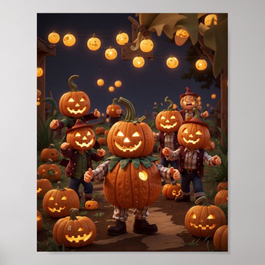 "Het oogsten van Halloween: pompoen Poster" Poster (Voorkant)