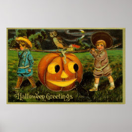 Het oogsten van pompoen voor Halloween Jack-o-Lant Poster