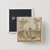 Het oogsten van prei uit "Tacuinum Sanitatis" Vierkante Button 5,1 Cm (Voorkant /achterkant)