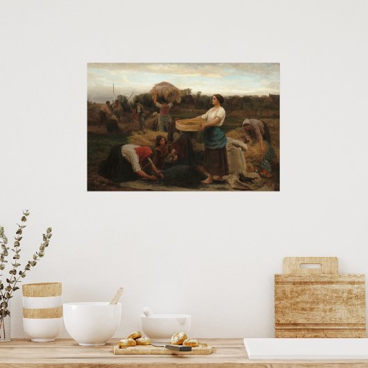 Het oogsten van Rapeseed - Jules Breton Fine Art Poster (Keuken)
