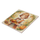 , het oogstseizoen vieren tegeltje (Zijkant)