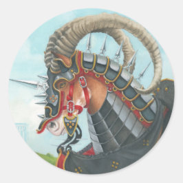 Het oorlogspaard van Sir Gawain Gringolet Ronde Sticker