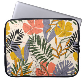 Het oorspronkelijke patroon met tropische bladeren laptop sleeve