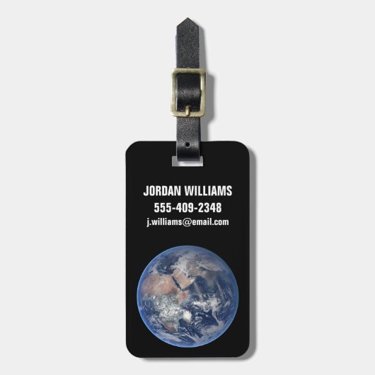 Het oostelijk halfrond op planeet Aarde. Bagagelabel (Voorkant verticaal)