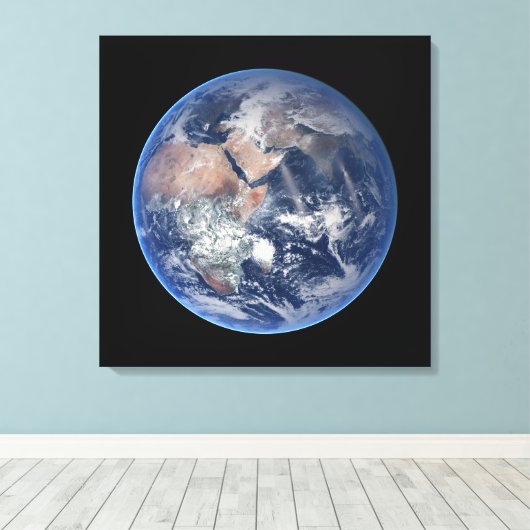 Het oostelijk halfrond op planeet Aarde. Canvas Afdruk (Insitu (Houten vloer))