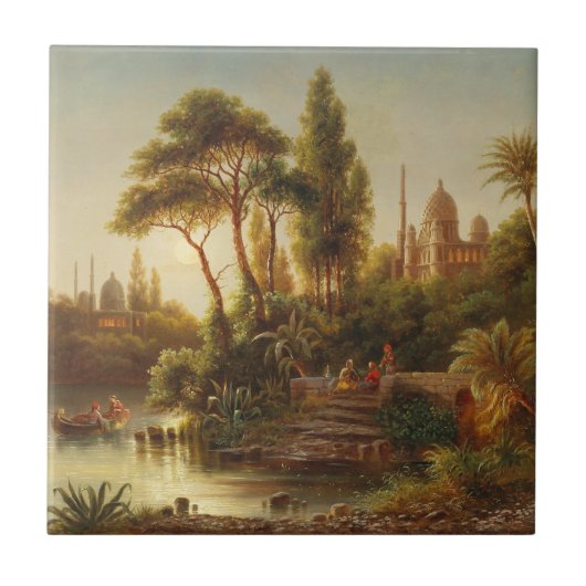 Het oosten in het avondlicht - Albert Rieger Tegeltje (Voorkant)