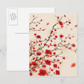 Het oosterse stijl schilderen, pruimbloesem in de briefkaart (Voorkant / Achterkant)