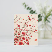 Het oosterse stijl schilderen, pruimbloesem in de briefkaart (Staand voorkant)