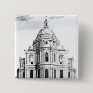 Het oostperspectief van de kathedraal van St. Paul Vierkante Button 5,1 Cm