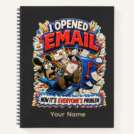 Het Opende Eén Persoonlijke Grappige E-mail Notitieboek (Voorkant)