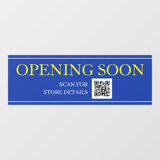 HET OPENEN SOON Teken, QR Code, Bericht Blauw/Wit/ Raamsticker (Vel)