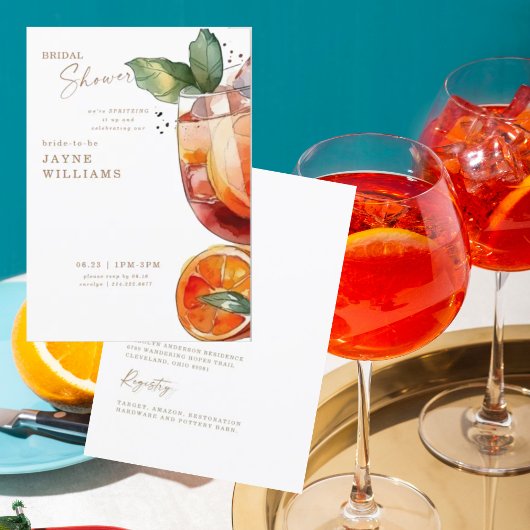 Het opfleuren met Witte Aperol Bruidsuitnodiging Kaart