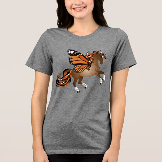 Het opfokken van paarden met Monarch Butterfly Win Tri-Blend Shirt (Voorkant)