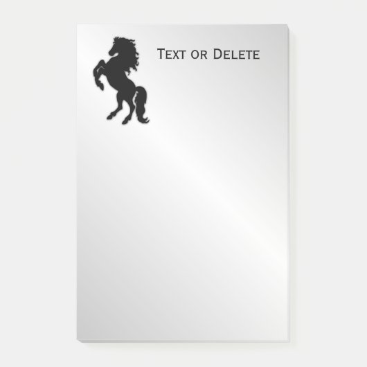 Het opfokken van Zwarte Stallion / Horse op zilver Post-it® Notes (Voorkant)