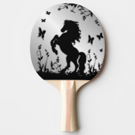 Het opfokken van Zwarte Stallion / Horse op zilver Tafeltennisbatje