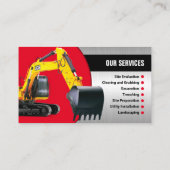 Het opgraven, Land het ontruimen, Bouw, bulldozer Visitekaartje (Achterkant)