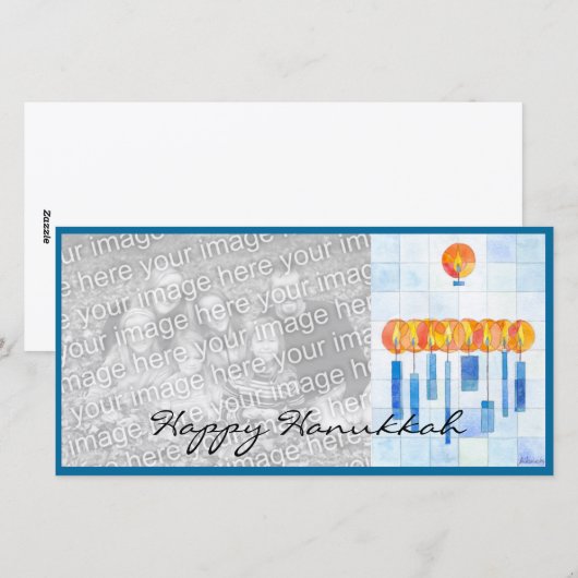 Het ophangen van Hanukkah-kaarsen Feestdagenkaart (Voorkant / Achterkant)