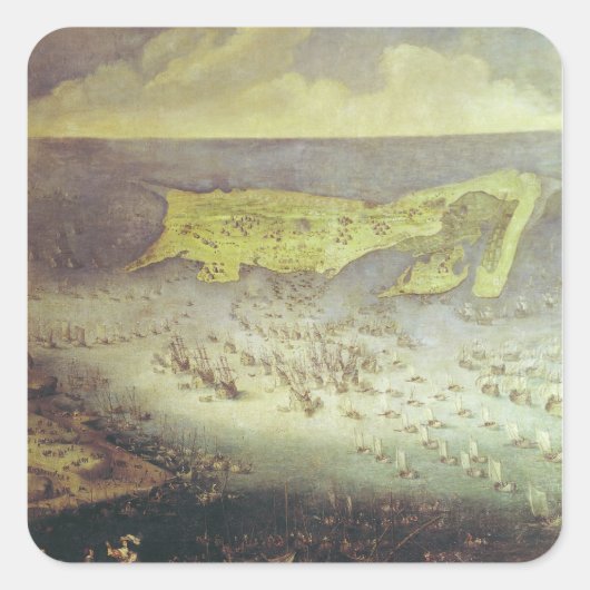 Het opheffen van de belegering van het Ile de Re Vierkante Sticker (Voorkant)