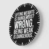 Het opheffen van gewichten is gevaarlijk vs zwak z grote klok (Hoek)