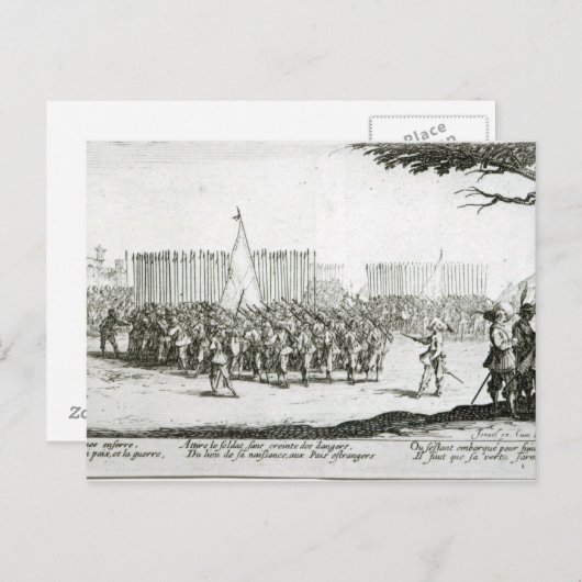 Het oprichten van een leger briefkaart (Voorkant / Achterkant)