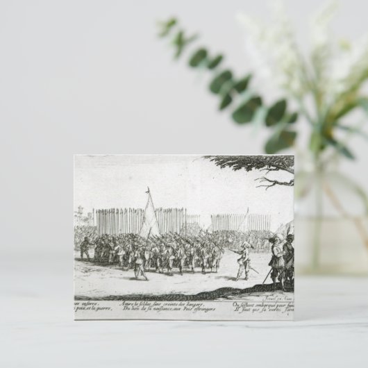 Het oprichten van een leger briefkaart (Staand voorkant)