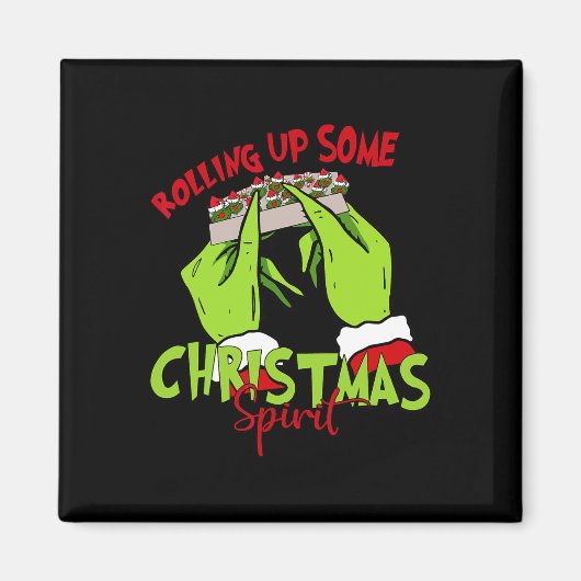 Het oprollen van een aantal Christmas Spirit Kerst Magneet (Voorkant)