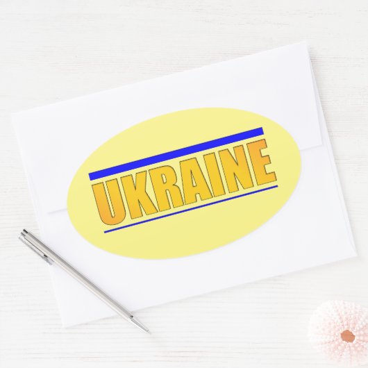 Het opschrift Oekraïne Ovale Sticker (Envelop)