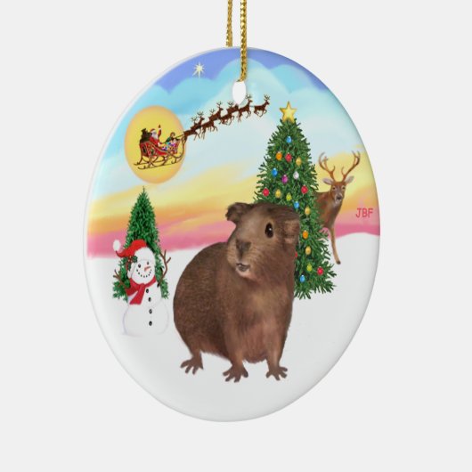 Het opstijgen - Brown Guinea Pig #3 Keramisch Ornament (Rechts)