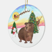 Het opstijgen - Brown Guinea Pig #3 Keramisch Ornament (Links)